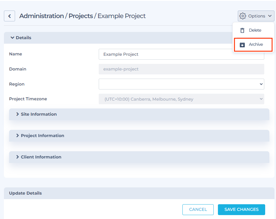 Archive a Project & View Archived Projects – HammerTech - Asia Pacific